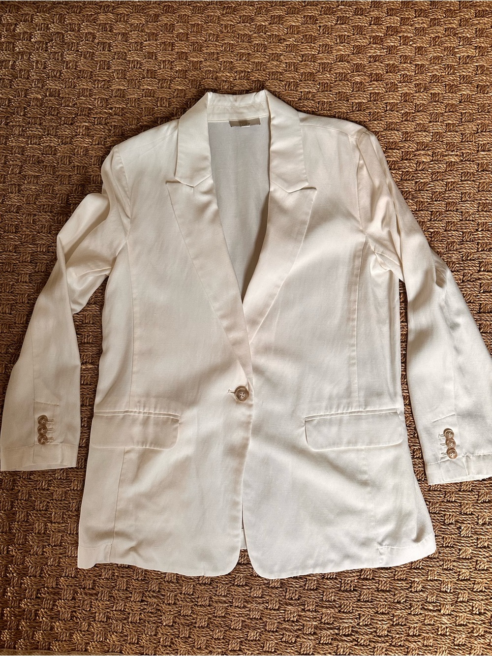 LOFT Cream Single-Button Tailored Blazer